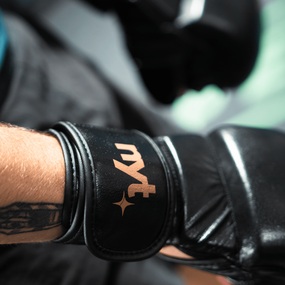 NYT Leather 7oz MMA Sparring Gloves Hybrid Gloves NYT