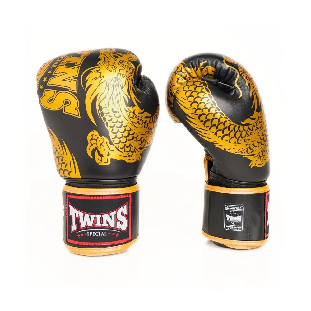 Twins Special FBGVL3-49 Dragon Boxing Gloves - Black/Gold