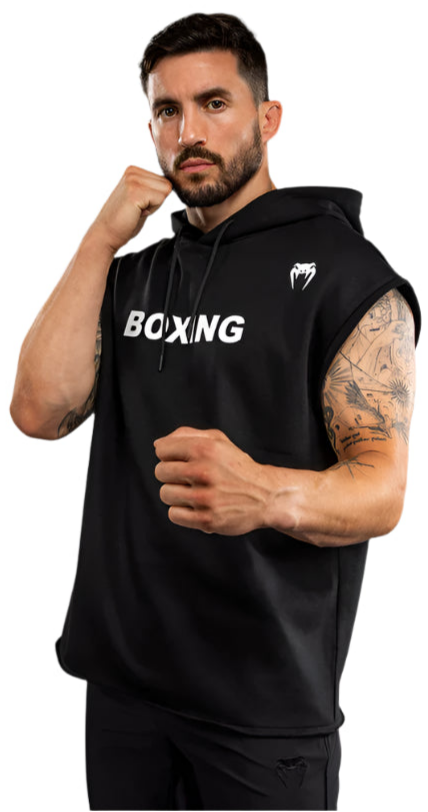 Venum VT Boxing Sleeveless Hoodie - Black/White