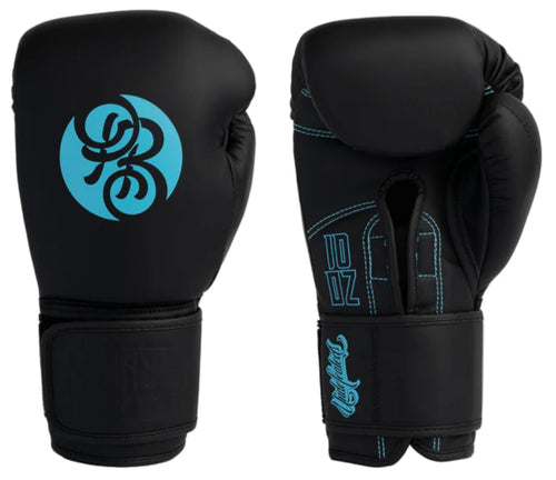 Powrbox Undefeated Velcro Gloves - Soliman - Matte Black/Blue