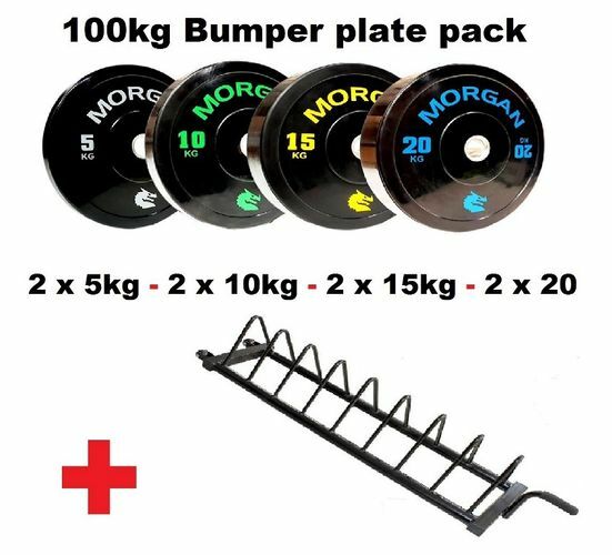 Morgan 100kg Bumper Plate Pack + Storage Trolley