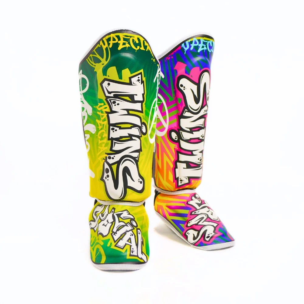 Twins Special FSGL10-68 Graffiti Shin Guards - Green/Blue