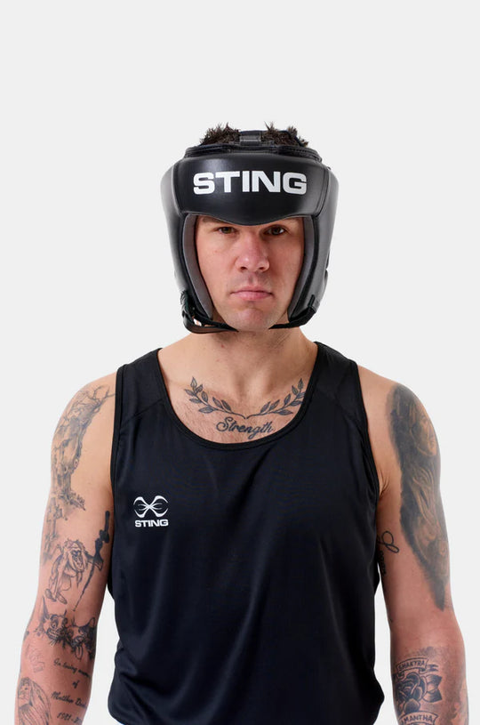 Sting Orion Gel Open Face Head Guard - Black