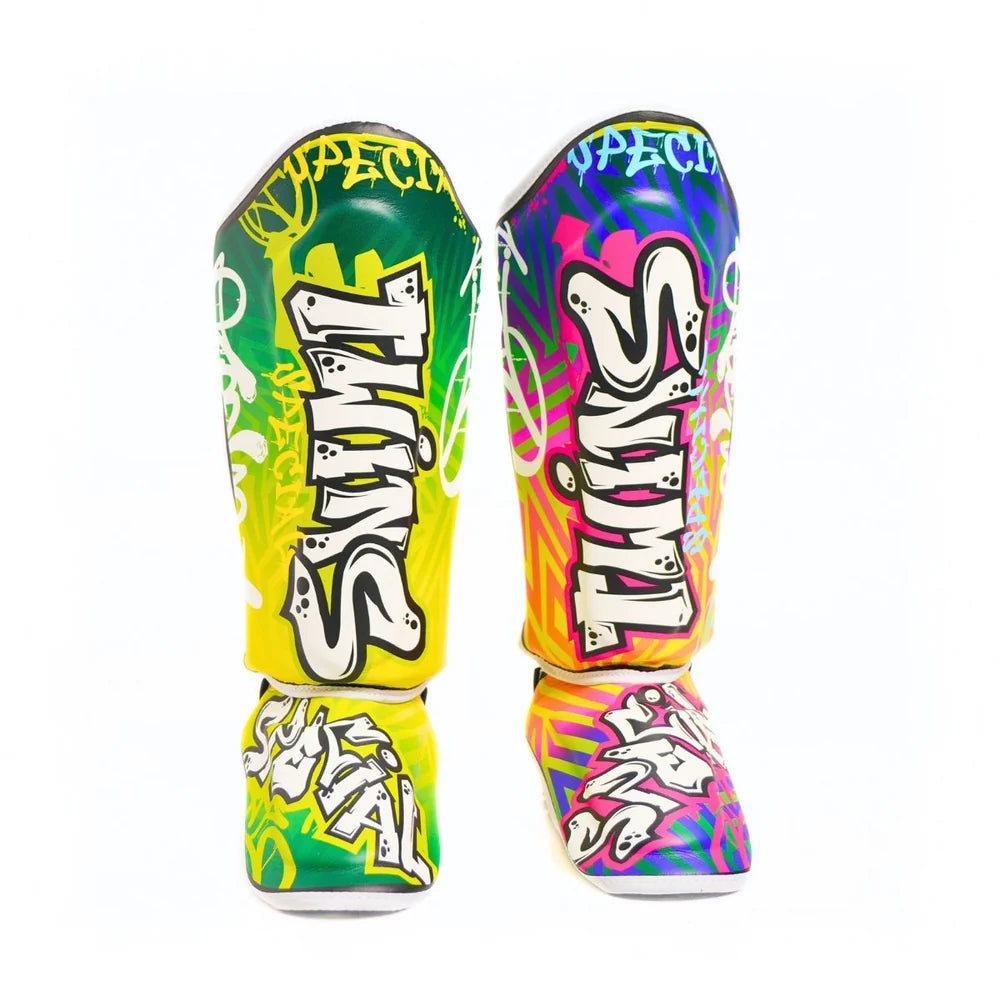 Twins Special FSGL10-68 Graffiti Shin Guards - Green/Blue
