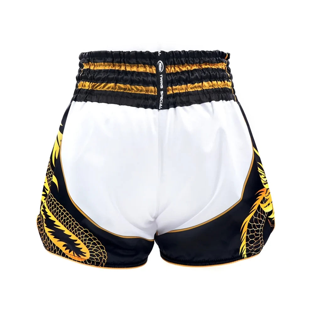 Twins Special TBS-Dragon-3 Muay Thai Shorts - White/Black