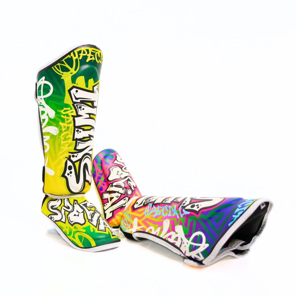 Twins Special FSGL10-68 Graffiti Shin Guards - Green/Blue
