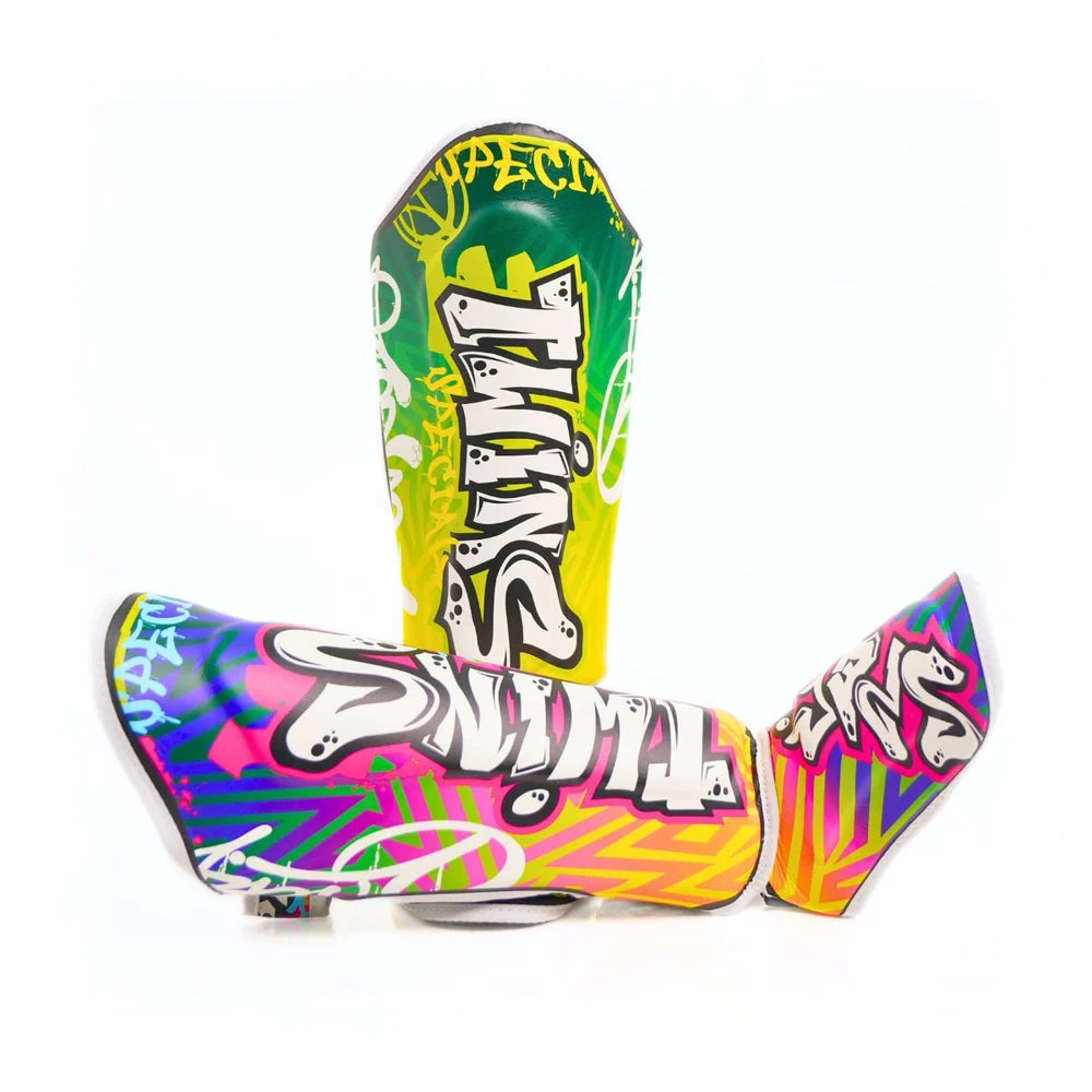 Twins Special FSGL10-68 Graffiti Shin Guards - Green/Blue