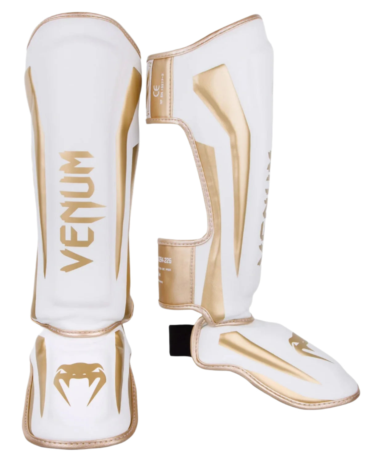 Venum Elite Standup Shin Guards - White/Gold