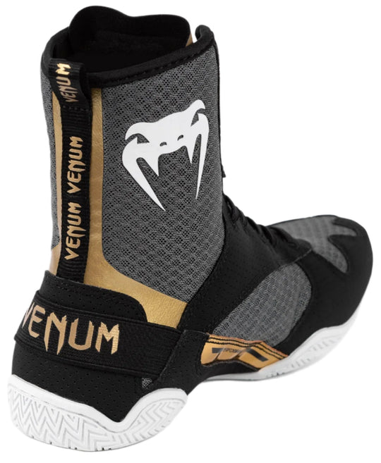 Venum Elite Boxing Shoes - Black/White/Gold