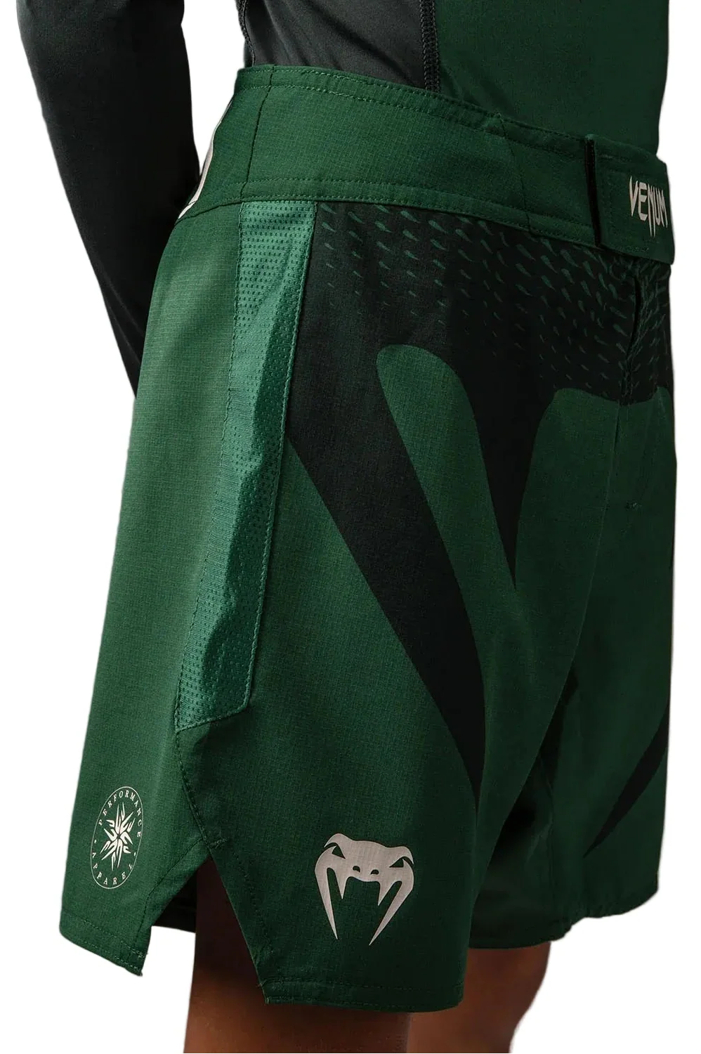 Venum Attack Kids Fightshorts - Forest Green/ Off White
