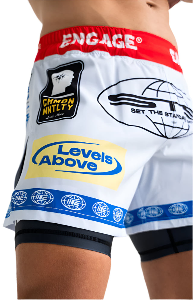 Engage Racer 2-in-1 Hybrid Shorts - White
