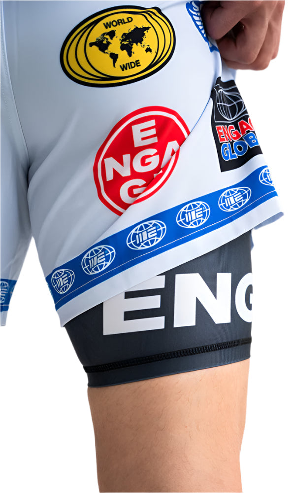 Engage Racer 2-in-1 Hybrid Shorts - White