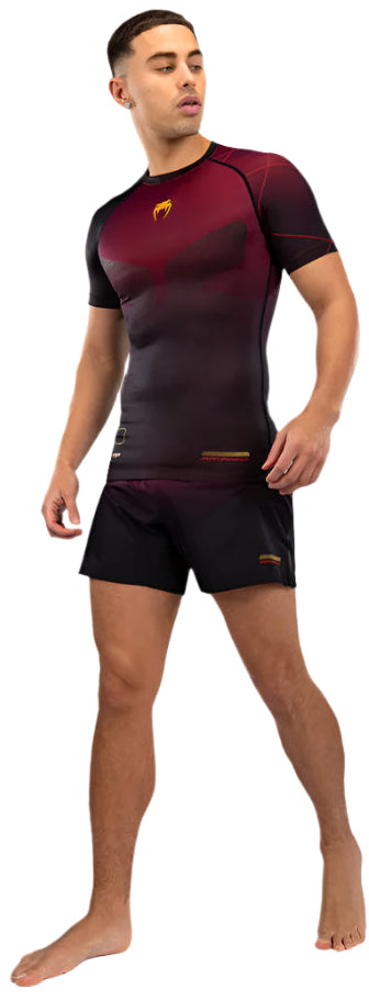 Venum Tactical XT Short Sleeve Rashguard - Black/Burgundy/Gold