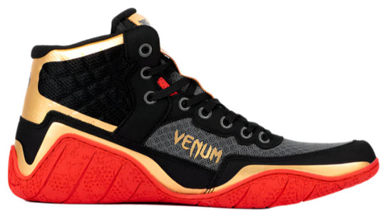Venum Elite Wrestling Shoes - Black/Gold/Red
