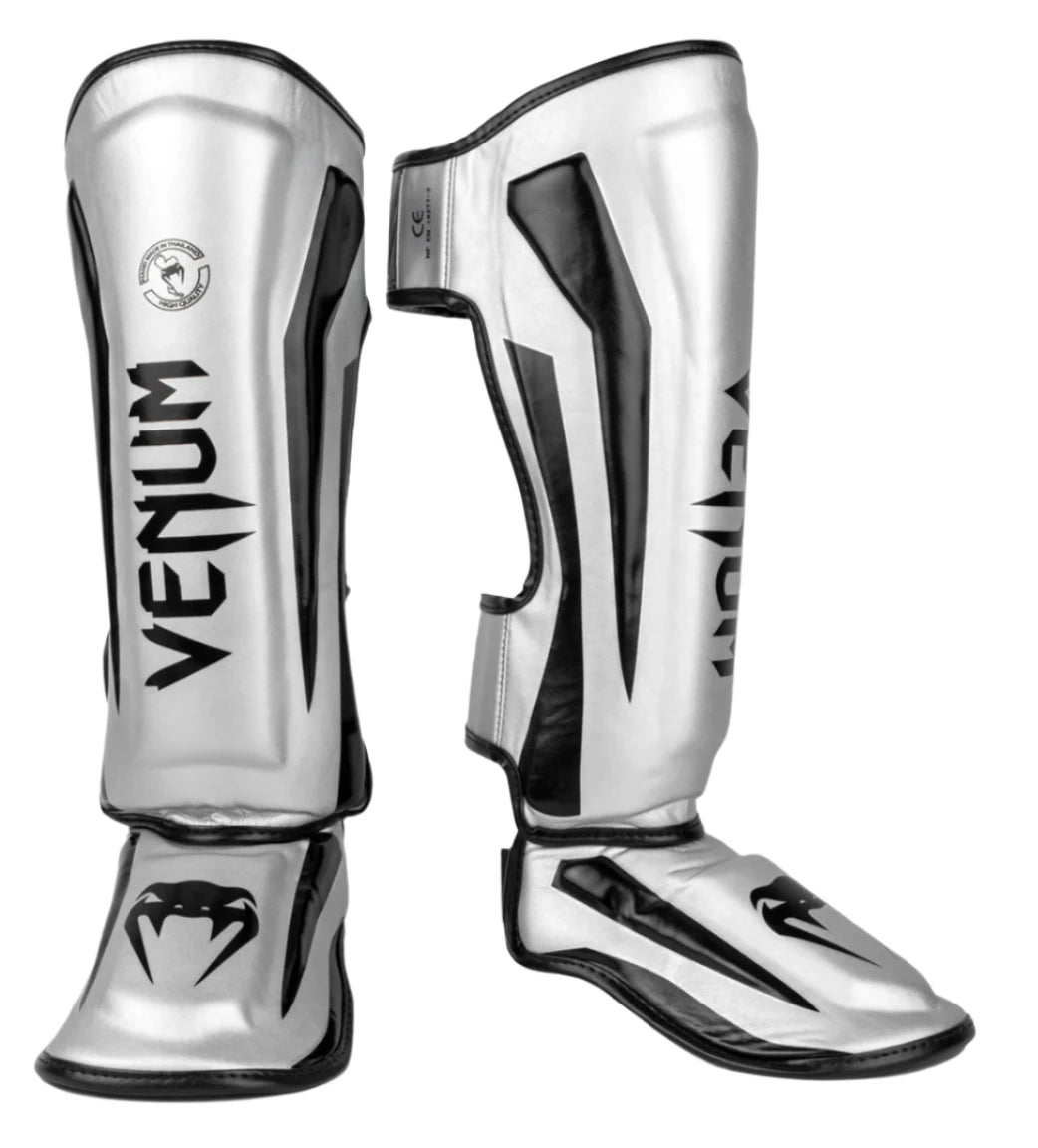 Venum Elite Standup Shinguards - Silver/Black