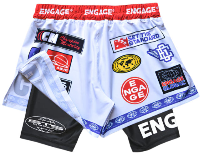 Engage Racer 2-in-1 Hybrid Shorts - White