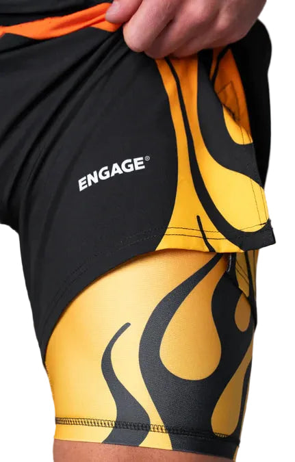 Engage Nebula 2-in-1 Hybrid Shorts - Orange