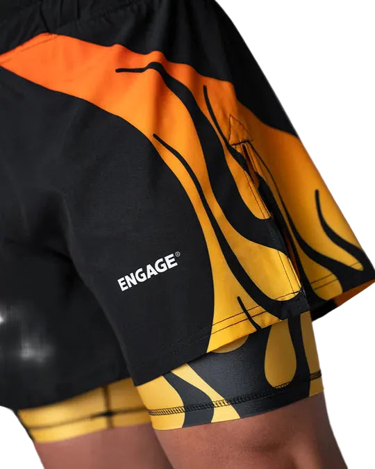 Engage Nebula 2-in-1 Hybrid Shorts - Orange