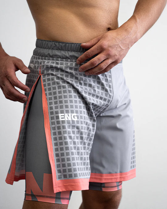 Engage Grid Tech 2-in-1 Gladiator Shorts - Grey