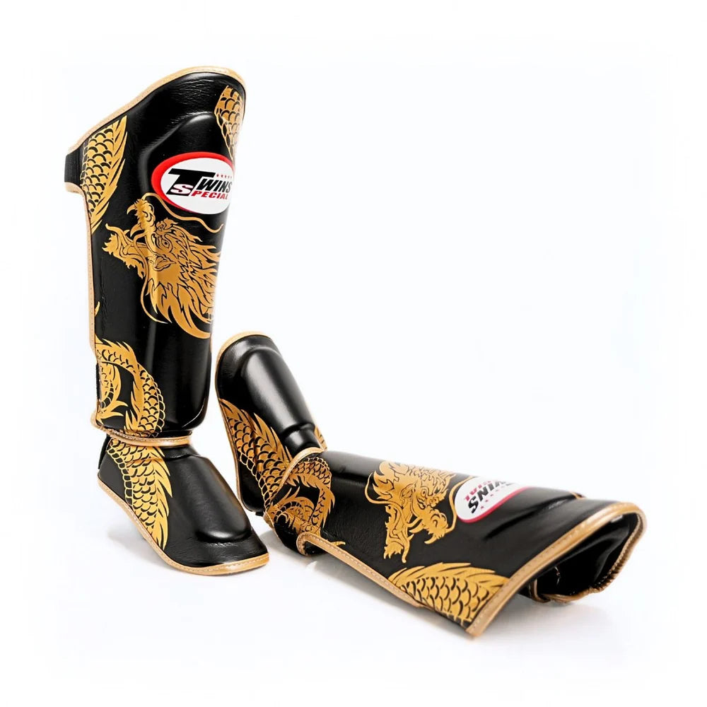 Twins Special FSGL10-49 Dragon Shin Guards - Gold/Black