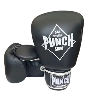 Punch Boxing Gloves - Siam™ - Leather - Black - 16Oz