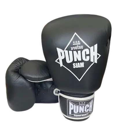 Punch Boxing Gloves - Siam™ - Leather - Black - 16Oz