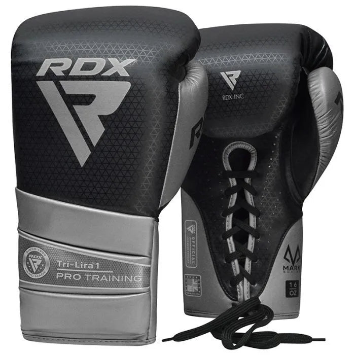 RDX L1 Mark Pro Training Gloves - Lace Up - Silver - 16Oz