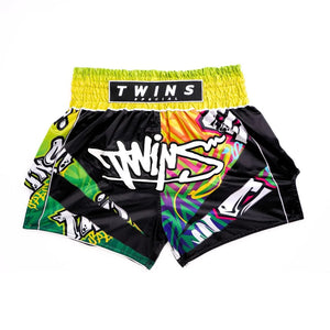 Twins Special TBS-Graffiti Muay Thai Shorts - Black/Green