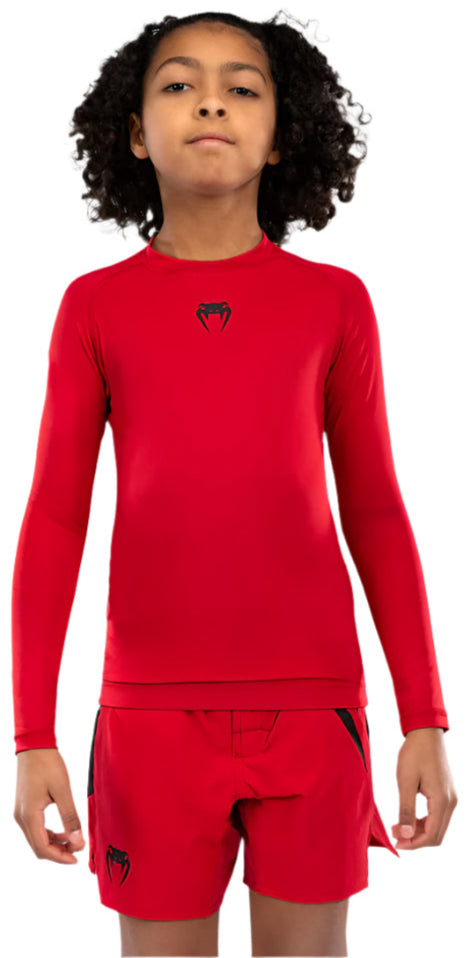 Venum Contender Kids Rashguards Long Sleeves - Cherry Red