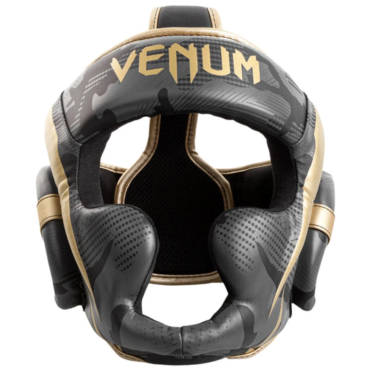 Venum Elite Boxing Headgear - Dark Camo/Gold