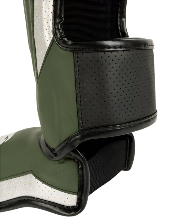 Venum Elite Evo Shinguards - Khaki/Silver