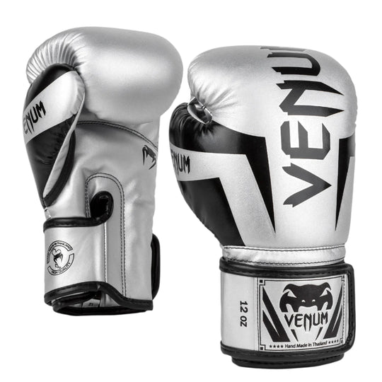 Venum Elite Boxing Gloves - Silver/Black