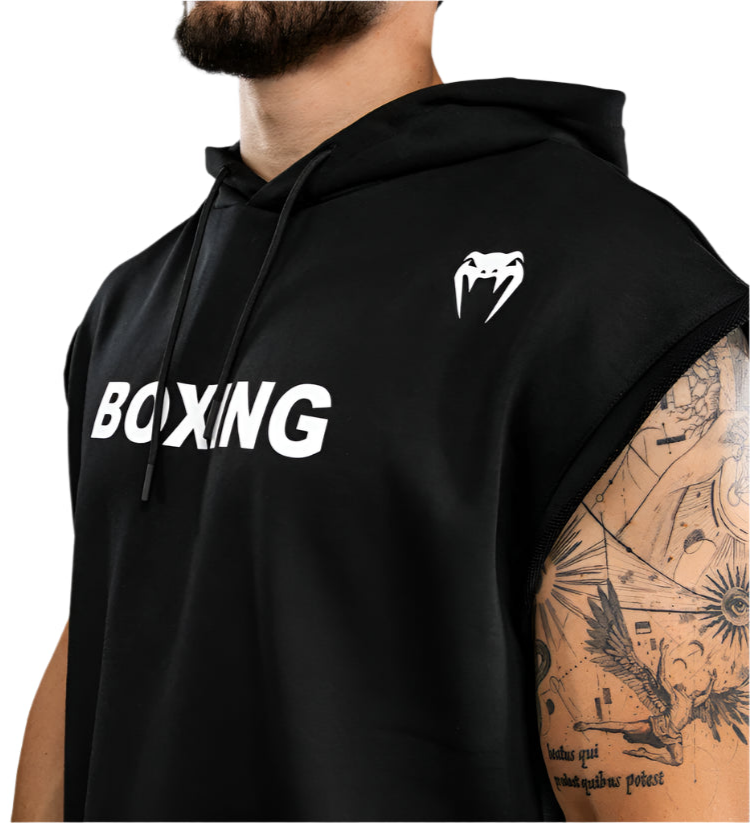 Venum VT Boxing Sleeveless Hoodie - Black/White