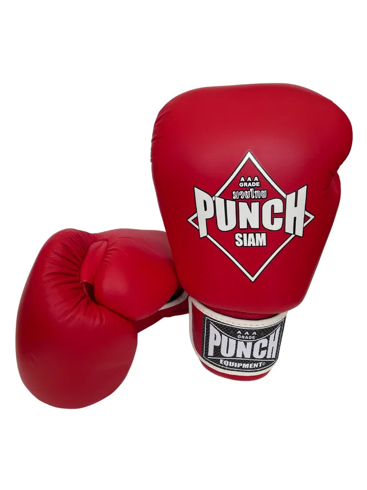 Punch Boxing Gloves - Siam™ - Leather - Red - 16Oz