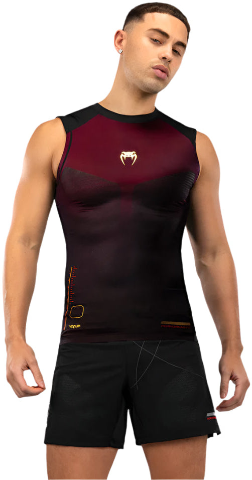 Venum Tactical XT Sleeveless Rashguard - Black/Burgundy/Gold