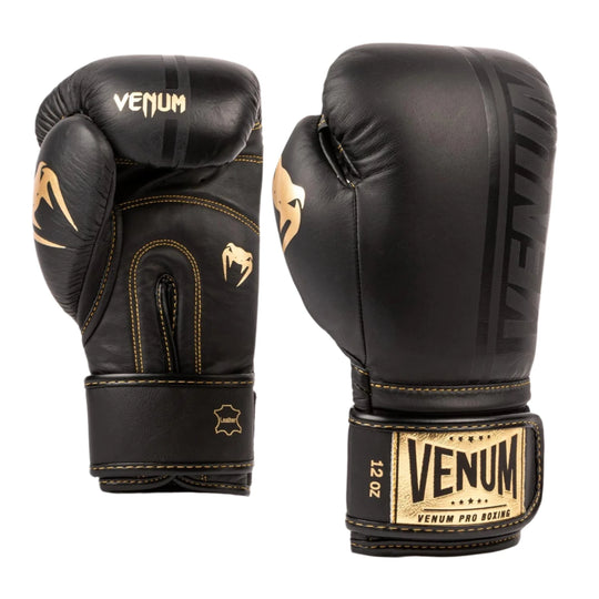 Venum Shield Pro Boxing Gloves Velcro - Black/Black-Gold