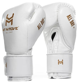 Hit N Move Boxing Gloves - Hook & Loop - 1.5 lbs - White/Gold