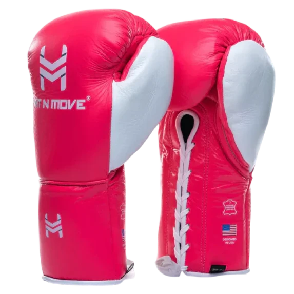 Hit N Move Horse Hair Suvari Boxing Gloves - Lace Up - Pink