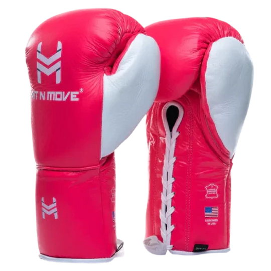 Hit N Move Horse Hair Suvari Boxing Gloves - Lace Up - Pink