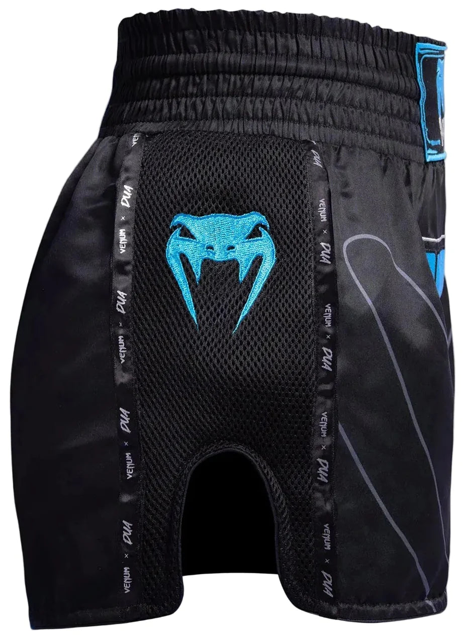 Venum x Dua Muay Thai Shorts - Black/Electric Blue