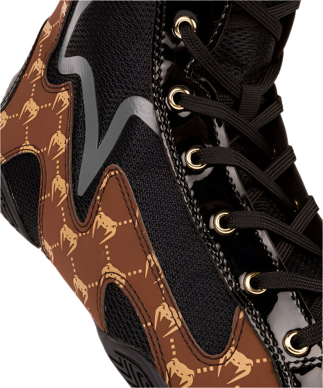 Venum Elite Evo Monogram Boxing Shoes – Black/Brown