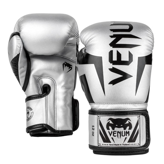 Venum Elite Boxing Gloves - Silver/Black