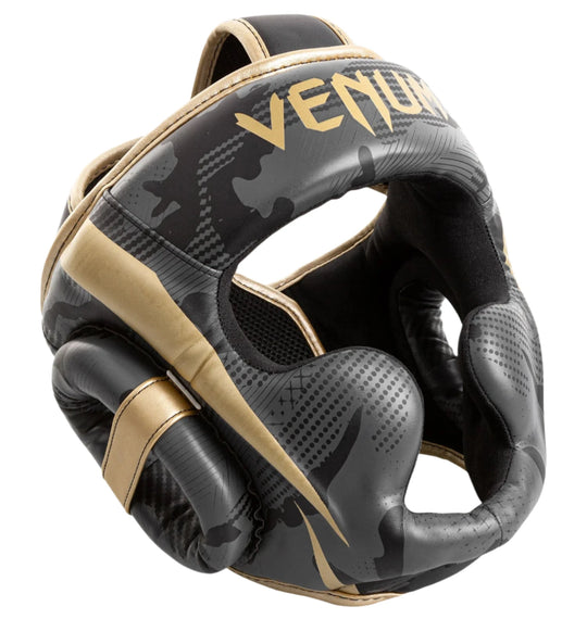 Venum Elite Boxing Headgear - Dark Camo/Gold