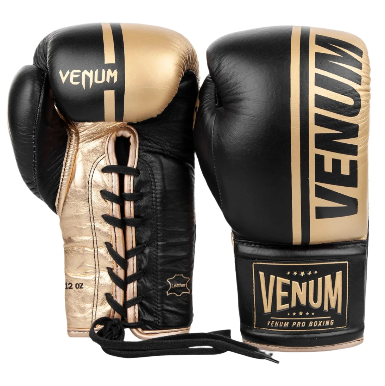 Venum Shield Pro Boxing Gloves - With Laces - Black/Gold