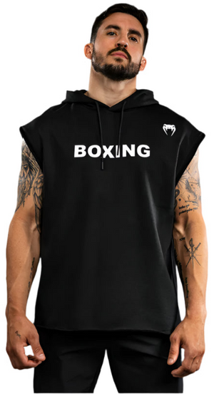 Venum VT Boxing Sleeveless Hoodie - Black/White