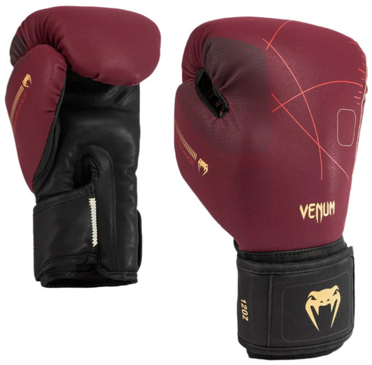 Venum Tactical XT Boxing Gloves - Black/Burgundy/Gold