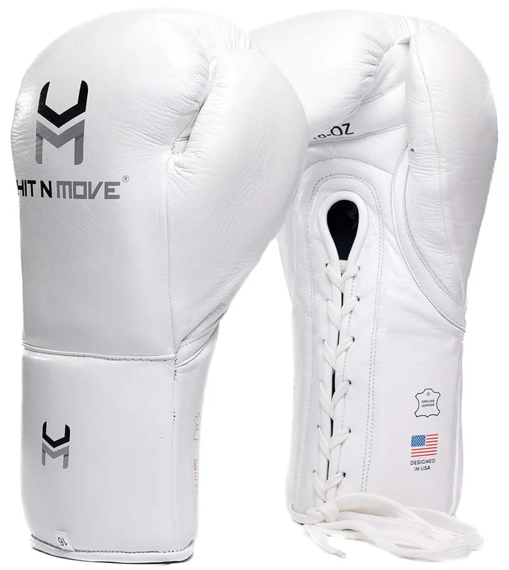Hit N Move Horse Hair Boxing Gloves SUVARI Lace Up - White