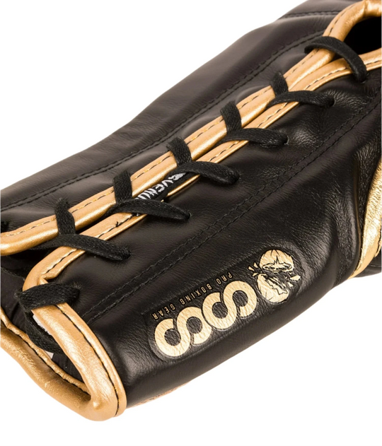 Venum Coco Monogram Pro Lace Up Boxing Gloves - Intense Black