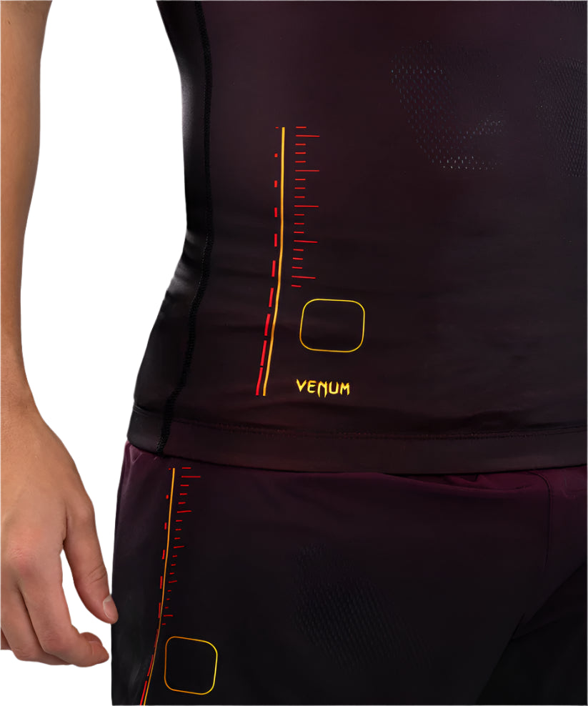 Venum Tactical XT Short Sleeve Rashguard - Black/Burgundy/Gold
