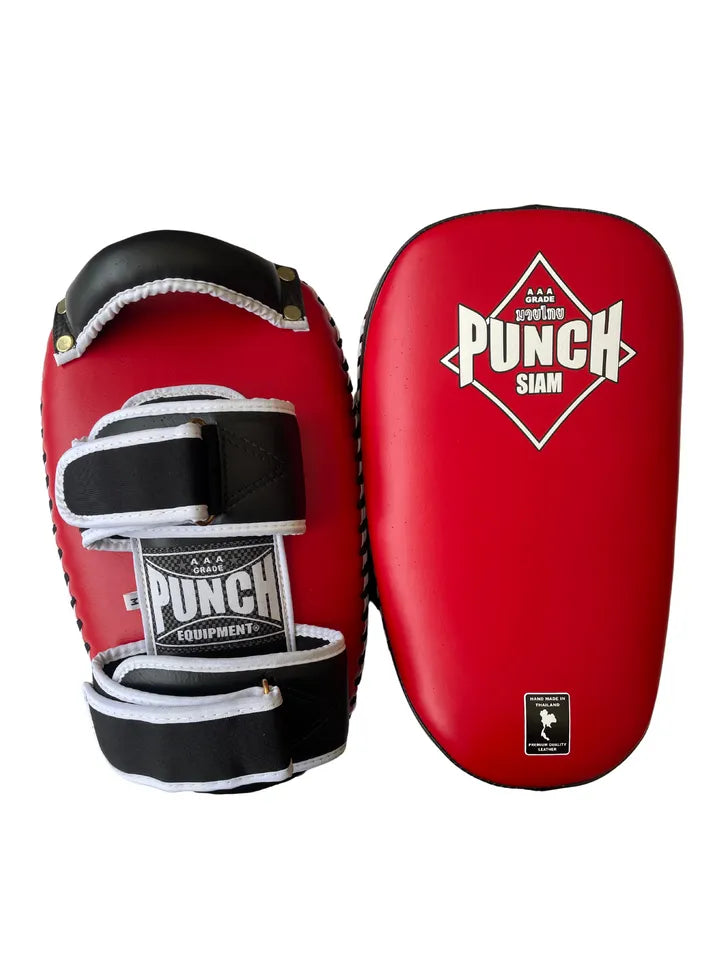 Punch Thai Pad - Siam™ - Leather - Curved - Double Strap - Red/White